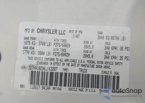 2008 Dodge Ram 1500 Slt из США, поврежденный, VIN 1D7HA18298J163267